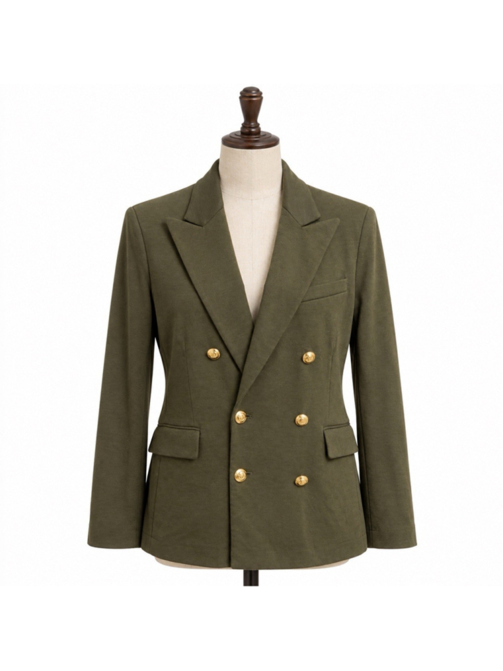 Polo Ralph Lauren Academia Olive Green Soft Cotton Double Breasted Blazer 10